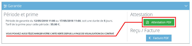 Téléchargement dans le détail du contrat