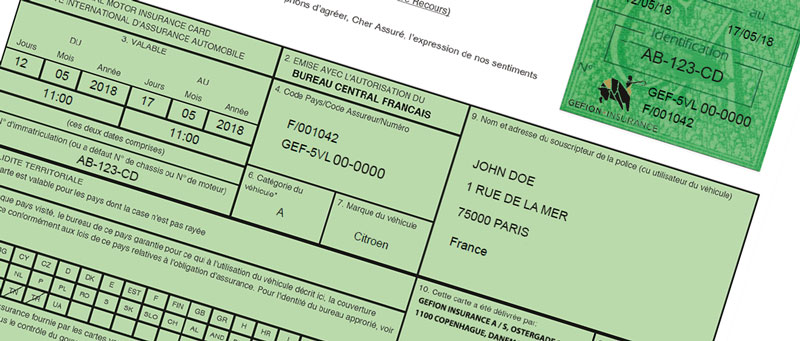 Attestation carte verte