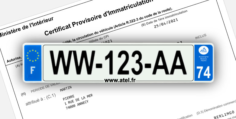 Plaque immatriculation WW